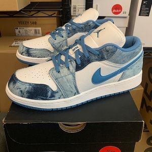Nike Air Jordan 1 Low Washed Denim Blue Shoes DM8947-100 (GS) Youth Sizes